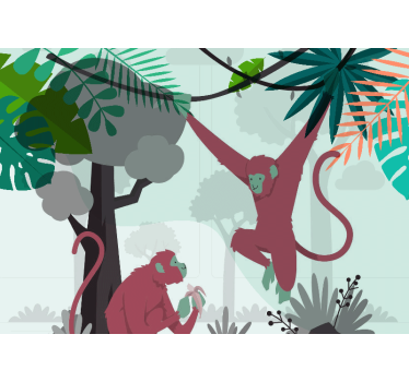 Fotomurale animali scimmie che dondolano giocano - TenStickers