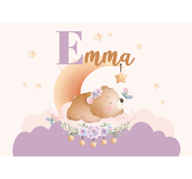 Fotomurale cameretta orso dormiglione notte - TenStickers
