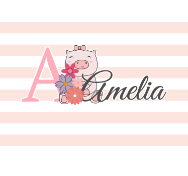 Fotomurale amore fioriture di maialino carino - TenStickers