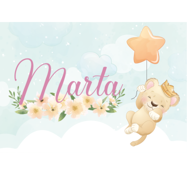 Fotomurale cameretta leone carino con palloncino - TenStickers