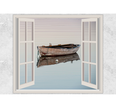Fotomurale lago riflesso di barca rustica - TenStickers