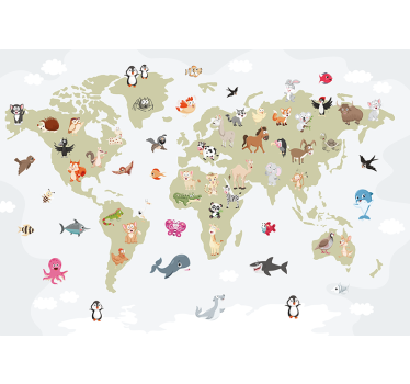 Fotomurale animali mappa globale delle creature - TenStickers