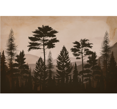 Fotomurali natura silhouette paesaggio forestale - TenStickers