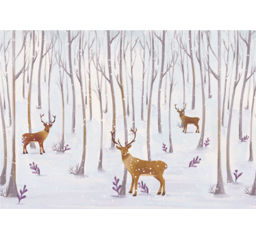 Fotomurale animali cervi nella foresta - TenStickers