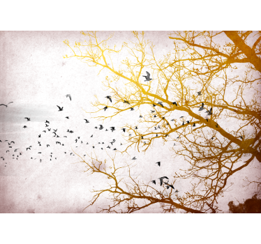 Fotomurali natura rami d'oro con uccelli - TenStickers