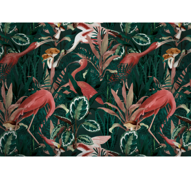 Fotomurale animali fenicotteri nel fogliame - TenStickers