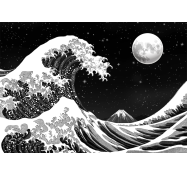 Fotomurale classico onda kanagawa giapponese di notte - TenStickers