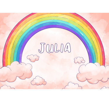 Fotomurale per cameretta bambini arcobaleno nuvoloso con nome - TenStickers