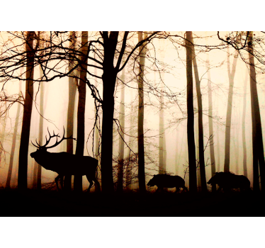 Fotomurali natura fauna forestale in silhouette - TenStickers