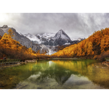 Murale di un lago rocce paesaggio - TenStickers