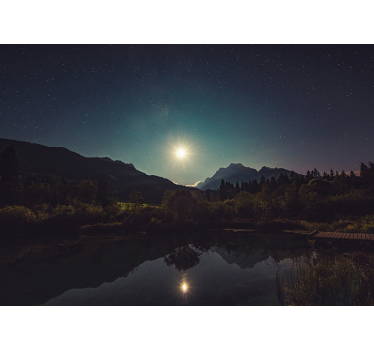 Fotomurale paesaggi vista montagna al chiaro di luna - TenStickers