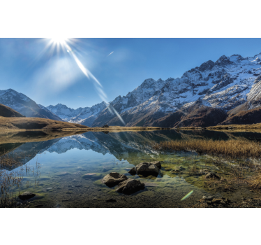 Fotomurale paesaggi Wallmural nebbioso del lago e della montagna - TenStickers