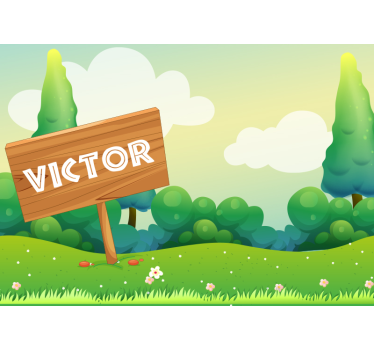 Fotomurale cameretta paesaggio verde giocoso - TenStickers