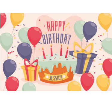 Fotomurale personalizzato torta di compleanno - TenStickers