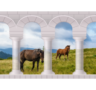 Fotomurali animali diversi vista maestosa dei cavalli - TenStickers