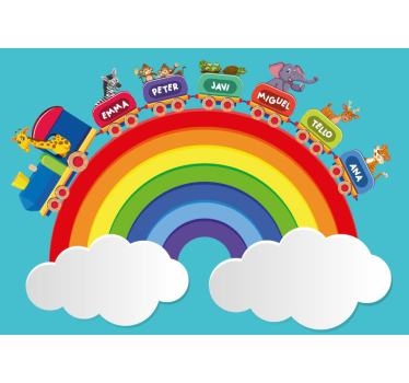 Fotomurale per neonato avventura del treno arcobaleno - TenStickers