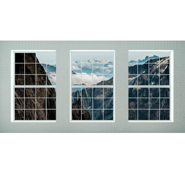 Fotomurale montagna finestre con vista montagna - TenStickers