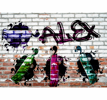 Fotomurale arte urbana design skateboard colorato - TenStickers