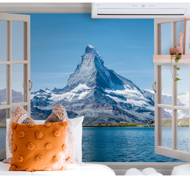 Fotomurale 3d grandi Vista sulle montagne dalla finestra - TenStickers
