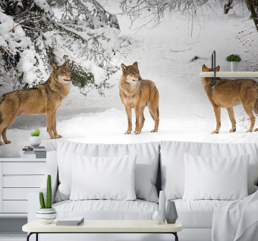 Fotomurale con lupi sulla neve - TenStickers