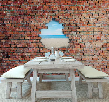 Fotomurale 3d vista di mattoni rotti - TenStickers