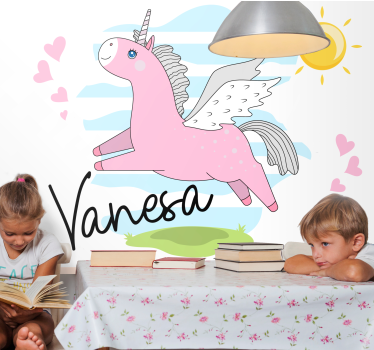 Fotomurale amore avventura dell'unicorno rosa - TenStickers