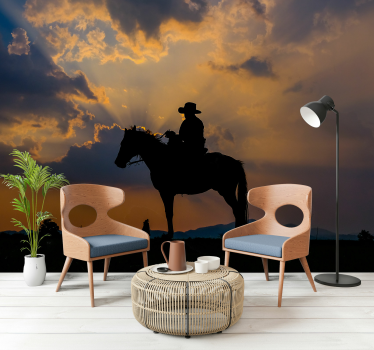 Fotomurale animali cavaliere su cavallo - TenStickers