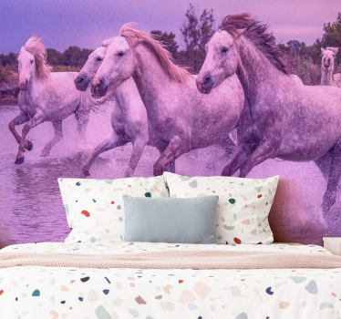 Fotomurale animali cavalli bianchi al galoppo - TenStickers