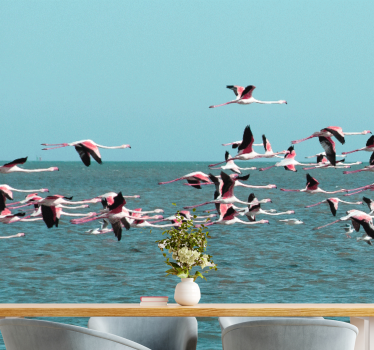 Fotomurale animali fenicotteri sull'acqua - TenStickers