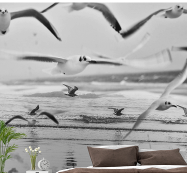 Fotomurale animali gabbiani sopra l'oceano - TenStickers