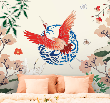 Fotomurale animali gru rosso maestoso - TenStickers