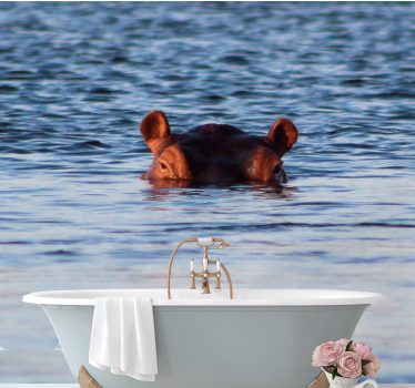 Fotomurale animali ippopotamo che nuota calmo - TenStickers