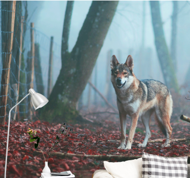 Fotomurale animali lupo nella foresta nebbiosa - TenStickers