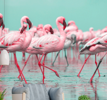 Fotomurale animali passeggiata di fenicotteri - TenStickers