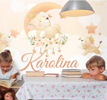 Fotomurale animali scena da sogno con leoni - TenStickers