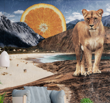 Fotomurale animali scena di leoni in spiaggia - TenStickers