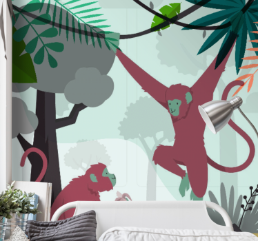 Fotomurale animali scimmie che dondolano giocano - TenStickers