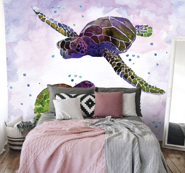 Fotomurale animali tartaruga marina colorata - TenStickers