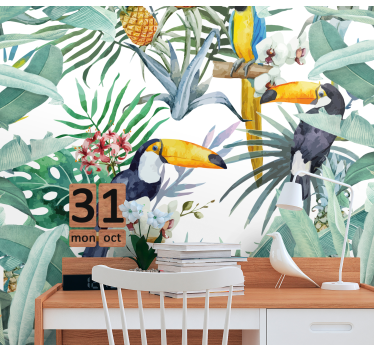 Fotomurale animali tucani tra il fogliame - TenStickers