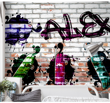 Fotomurale arte urbana design skateboard colorato - TenStickers