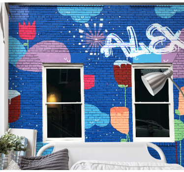 Fotomurale arte urbana elementi floreali colorati - TenStickers