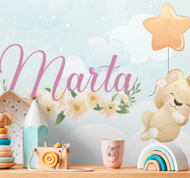 Fotomurale cameretta leone carino con palloncino - TenStickers