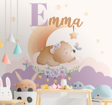 Fotomurale cameretta orso dormiglione notte - TenStickers