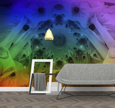 Fotomurale arcobaleno Sagrada Familia di Barcellona - TenStickers
