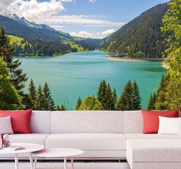 Fotomurale città Montagne del fiume svizzera - TenStickers