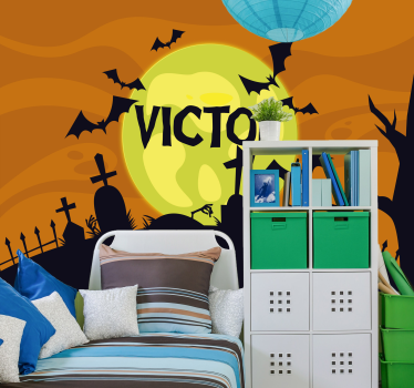 Fotomurale di Halloween scena spettrale del cimitero - TenStickers