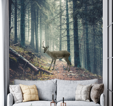 Fotomurale foresta cervo nel bosco - TenStickers