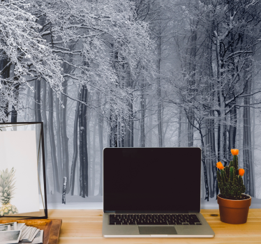 Fotomurale foresta paesaggio di alberi innevati - TenStickers