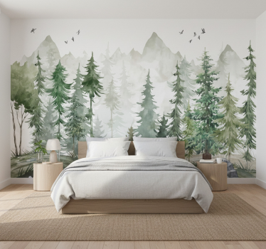 Fotomurale foresta pino nordico minimalista - TenStickers