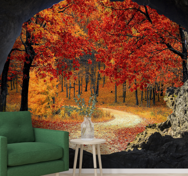 Fotomurale foresta prospettiva sentiero autunnale - TenStickers